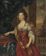 Pierre Mignard Marie Therese de Bourbon dressed in a red and gold gown painting